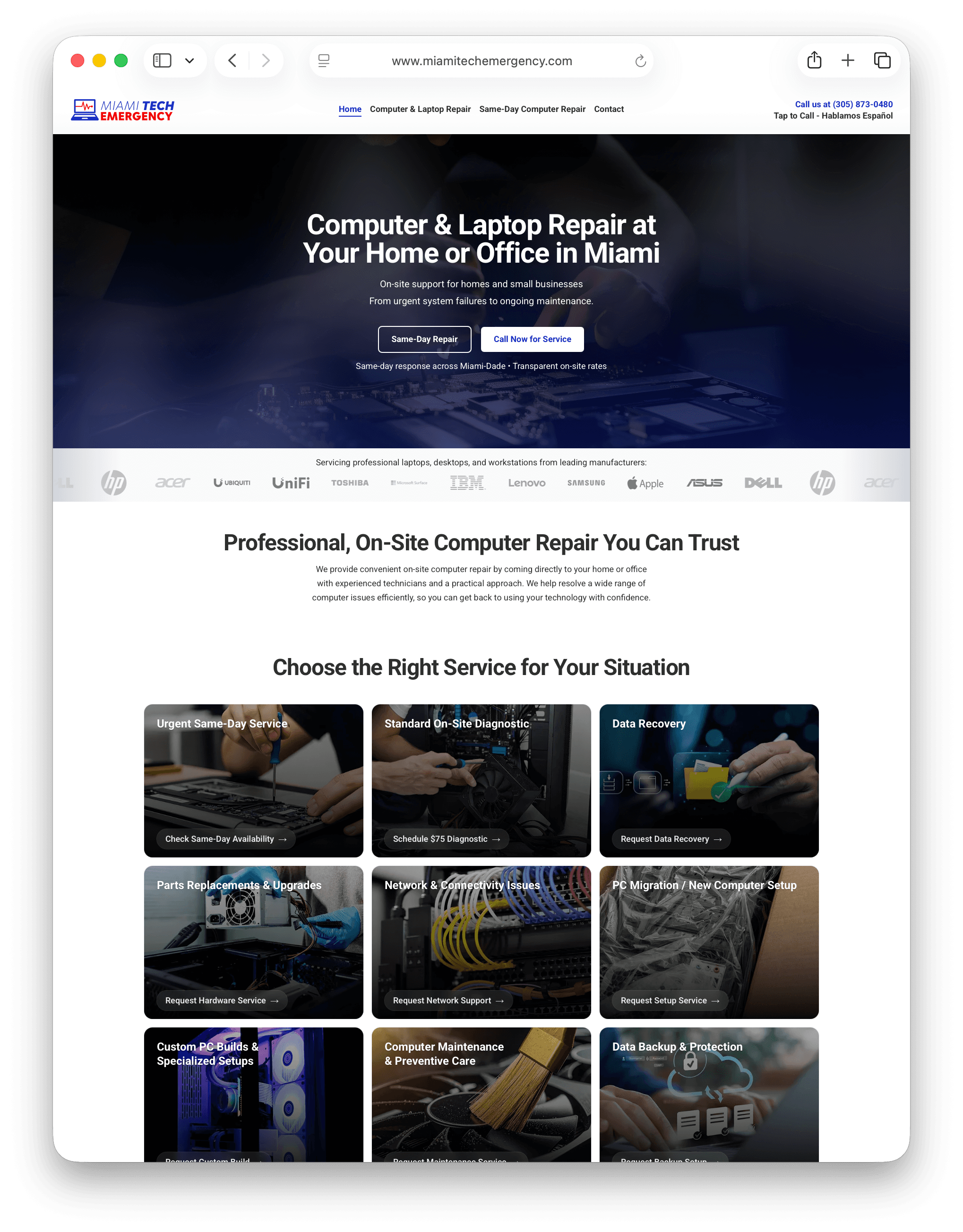 Miami Tech Emergency — landing experience